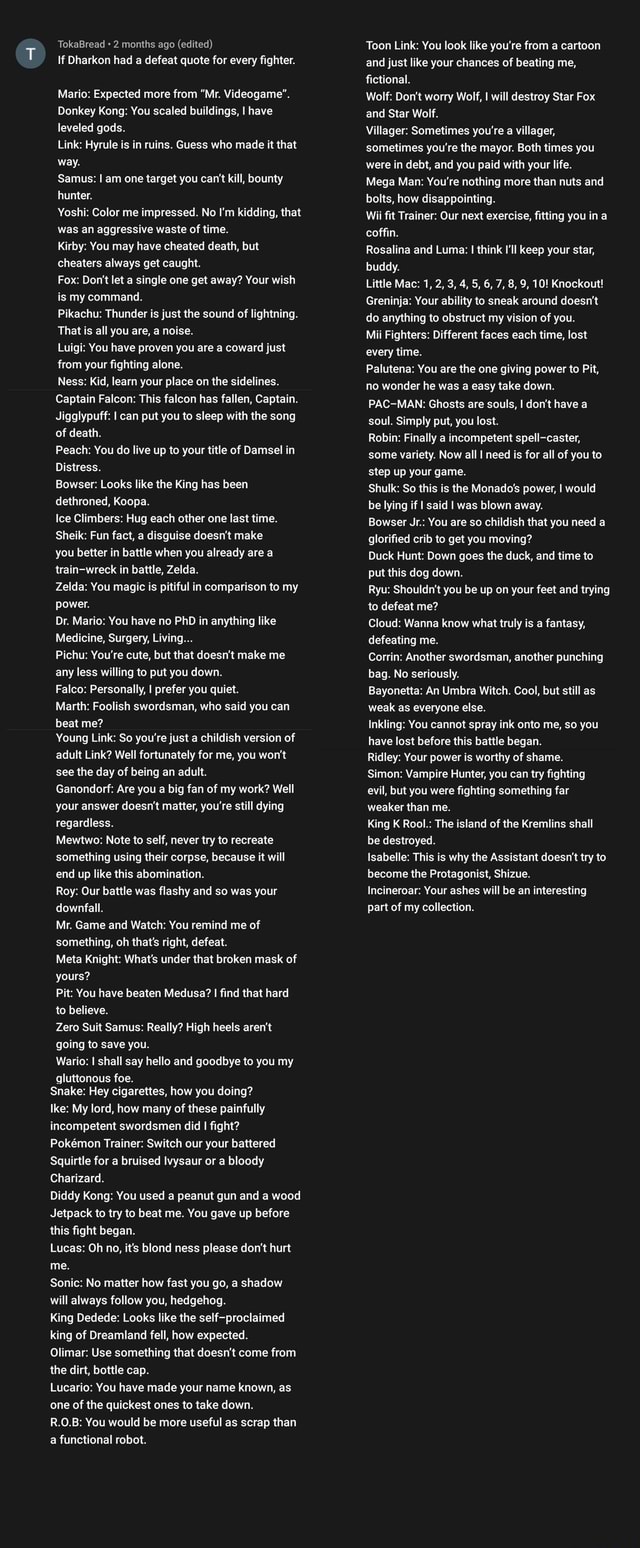 TokaBread 2 months ago (edited) If Dharkon had a defeat