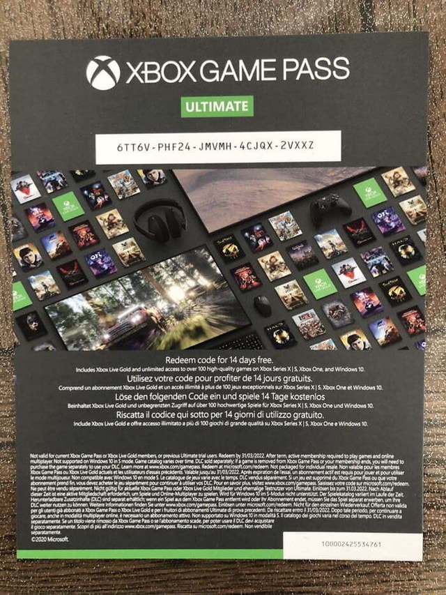 Fa) XBOX GAME PASS ULTIMATE Redeem Code For 14 Days Free, Utilisez