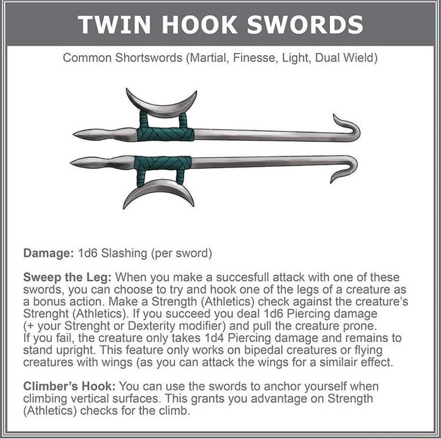 TWIN HOOK SWORDS Common Shonswords (Martial, Finesse, Light, Dual Wieid ...