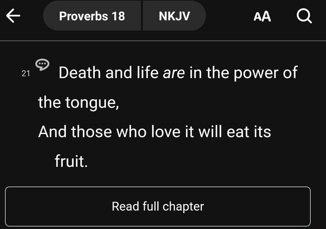 & Proverbs 18 NKJV Qv Death and life are in the power of the tongue ...
