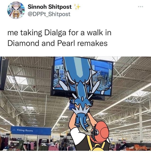 Sinnoh Shitpost @DPPt_Shitpost me taking Dialga for a walk in Diamond ...