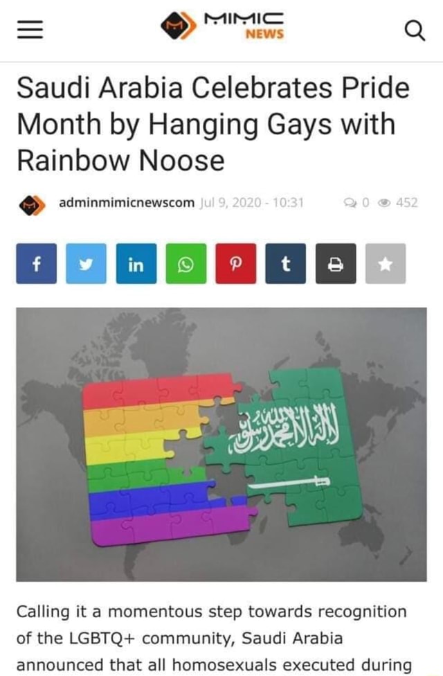 Saudi Arabia Celebrates Pride Month by Hanging Gays with Rainbow Noose ...