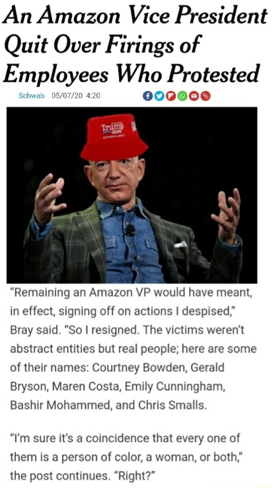 An Amazon Vice President Quit Over Firings of Employees Who Protested