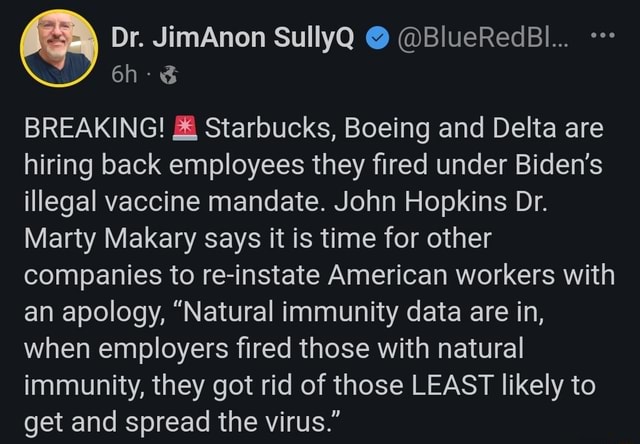 Dr JimAnon SullyQ BlueRedBl BREAKING Starbucks Boeing And Delta 