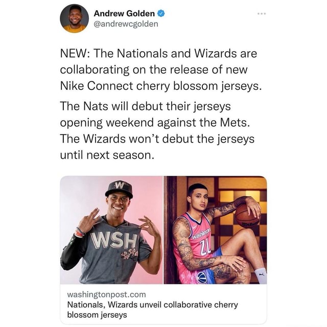 Front Office Sports on X: The Washington Nationals and Wizards have each  unveiled cherry blossom jerseys, paying homage to DC's famous flowers 🌸  The Nike collaboration is the first uniform campaign between