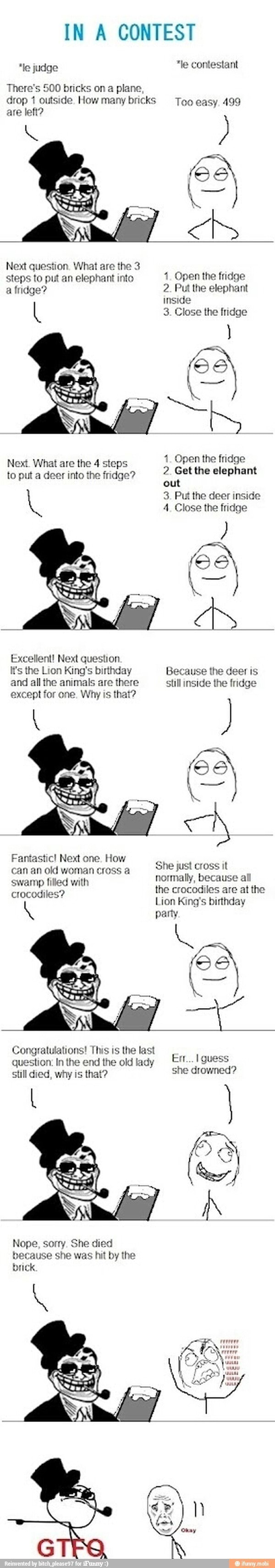 "le judge There's 500 bricks on a plane, drop 1 outside. How many