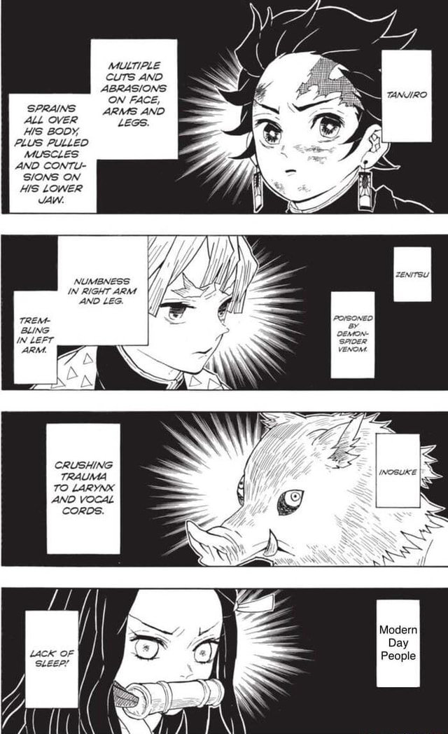 MULTIPLE CUTS AND ABRASIONS ON FACE, SPRAINS ARMS AND ALL OVER LEGS