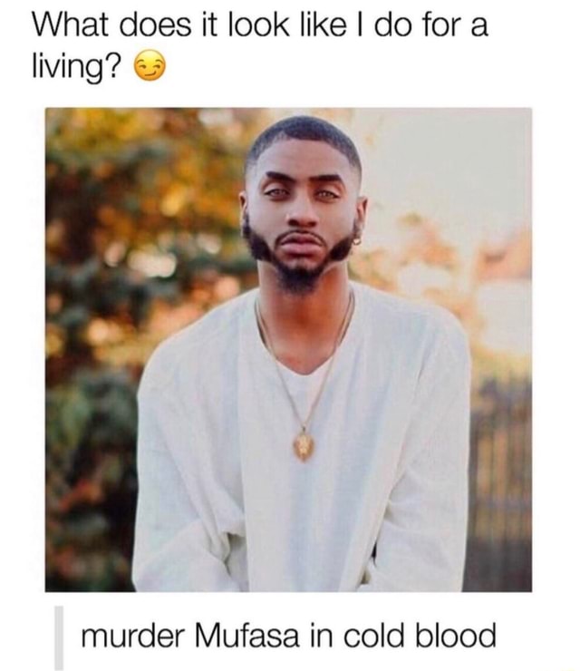 What does it look like I do for a living? © murder Mufasa in cold blood