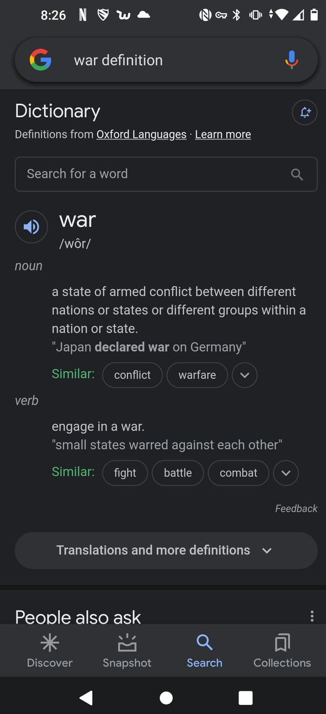 Wee AA war definition Dictionary Definitions from Oxford Languages