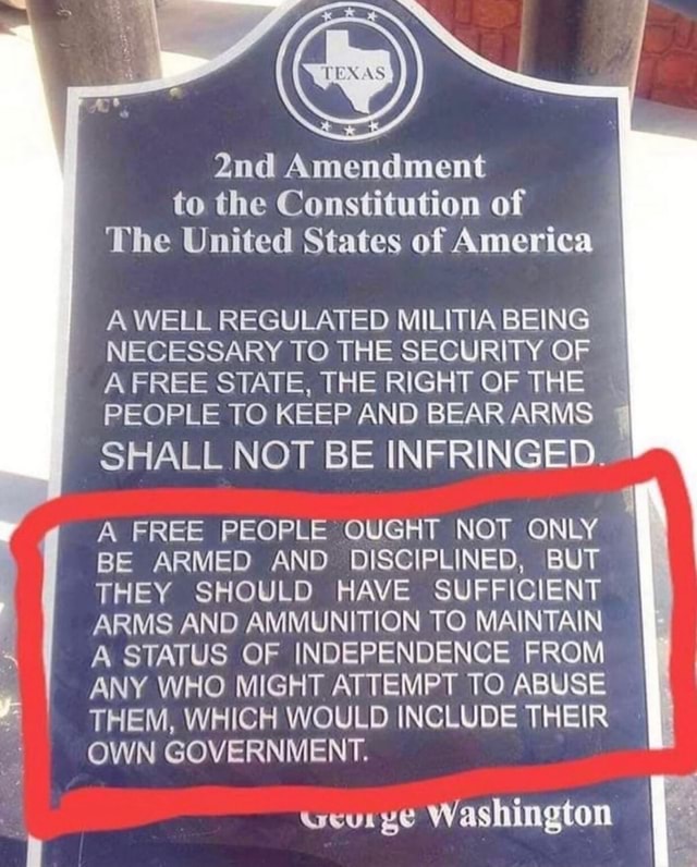 2nd Amendment to the Constitution of The United States of America A