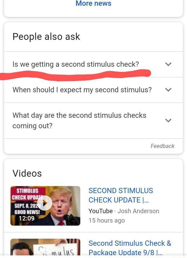 More News People Also Ask Is We Getting A Second Stimulus Check When Should Expect My Second Stimulus Wv What Day Are The Second Stimulus Checks Coming Out Feedback Videos Stimulus Second