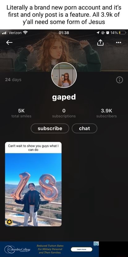 Literally a brand new porn account and it's first and only post is a