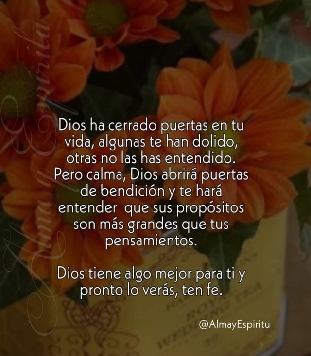 Dios ha cerrado puertas en tu vida, algunas te han dolido, otras no las ...