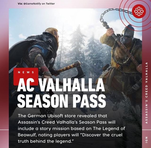 Via GameNotify on Twitter NEWS AC VALHALLA SEASON PASS The German
