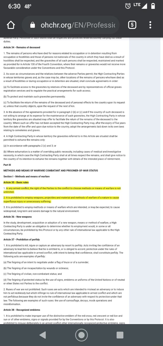Duties, Article 34 - Remains of deceased 1. The remains of persons who ...