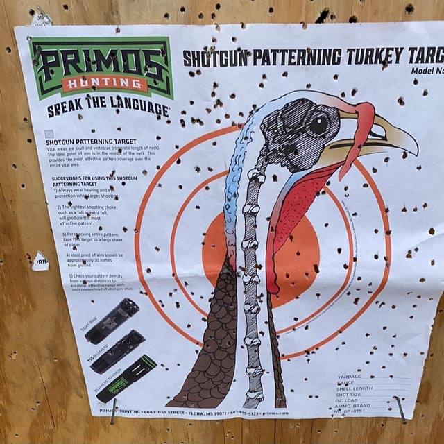 Model Patterning Turkey Tar M Shotgun Patterning Target Vital Aceas