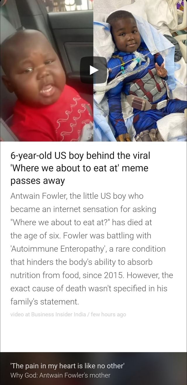 6yearold US boy behind the viral 'Where we about to eat at' meme