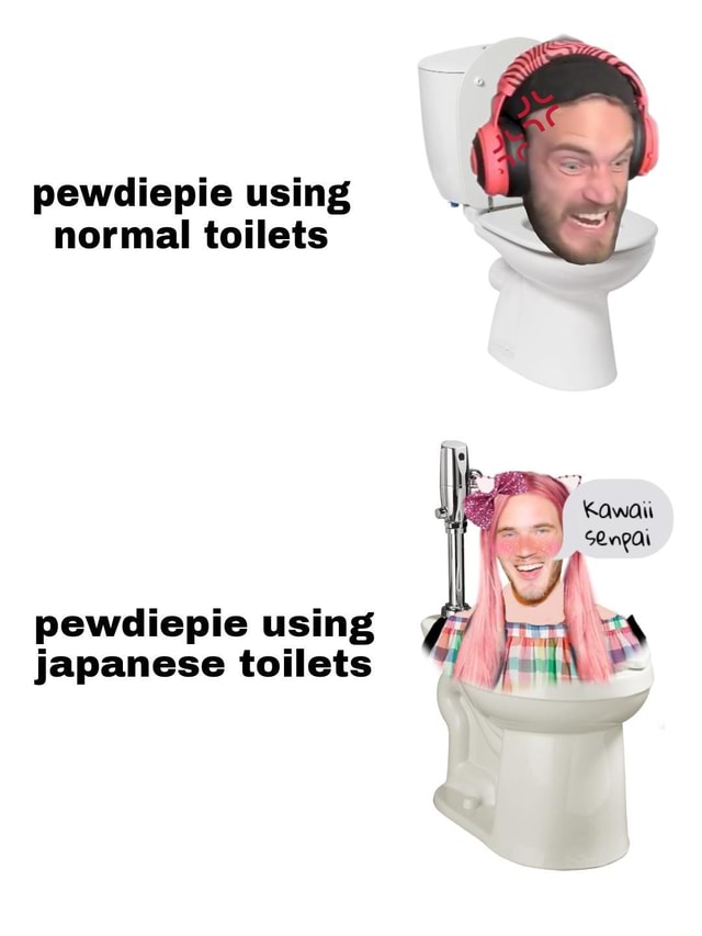 Pewdiepie using normal toilets pewdiepie using japanese toilets iFunny