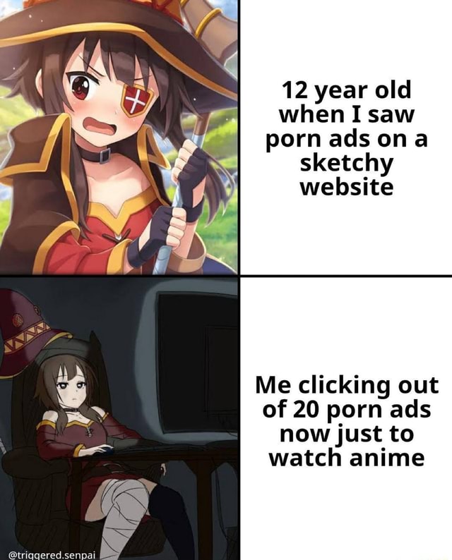 Old Porn Ads - 12 year old when I saw porn ads on sketchy website Me clicking out of 20 porn  ads now just to watch anime @triggered. - iFunny