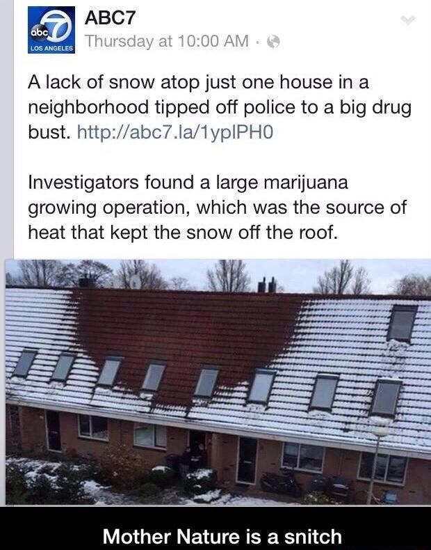 A lack of snow atop just one house in a neighborhood tipped off police