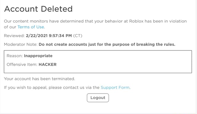 roblox account deleted meme