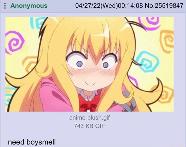 Anonymous No.25519847 animeblush. gif 743 KB GIF need boysmell iFunny