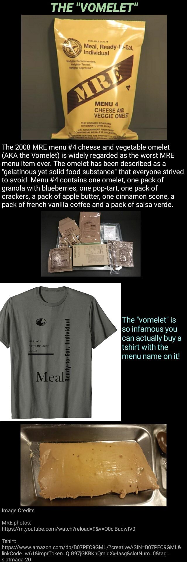 THE "VOMELET" eal Ready t Eat, Y Individual MENU 4 CHEESE AND VEGGIE