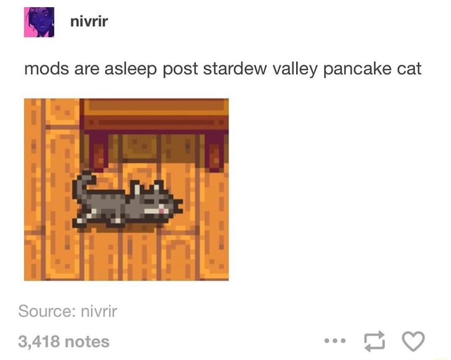Mods are asleep post stardew valley pancake cat iFunny
