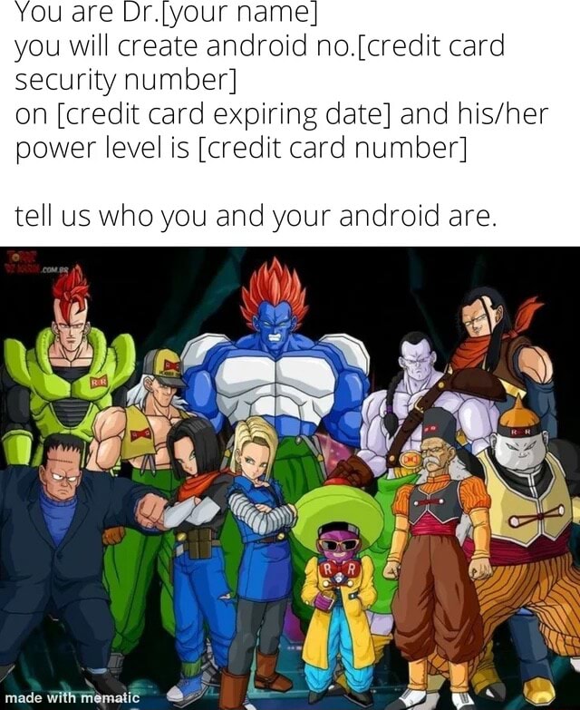 Ur name you will create android card security number] on [credit card