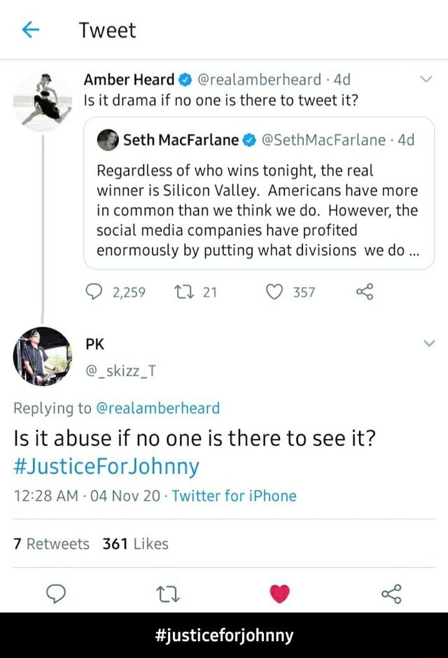 Tweet id Amber Heard realamberheard Is it drama if no one is there