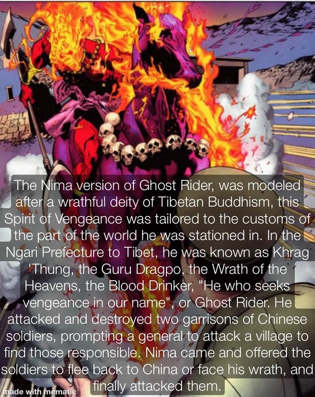 Wrath Ghost Rider The Nima version of Ghost Rider, was modeled after a wrathful deity of ...