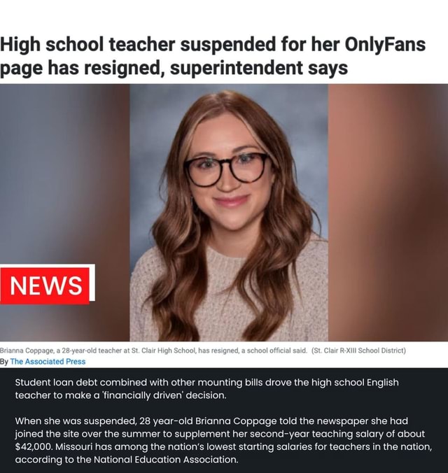Missouri teacher Brianna Coppage @bricoppage resigned after previously