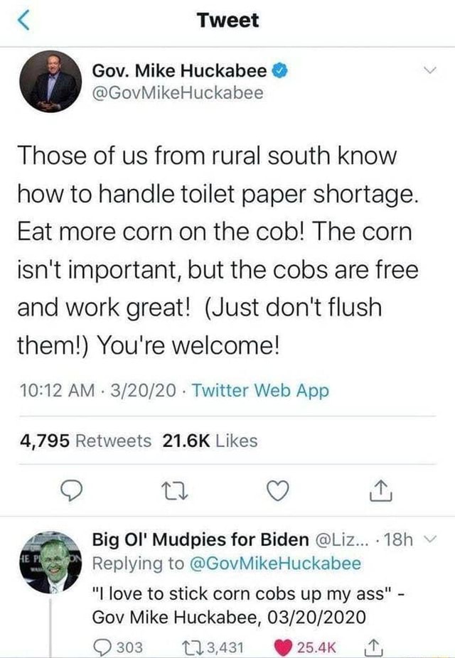 Those of us from rural south know how to handle toilet paper shortage