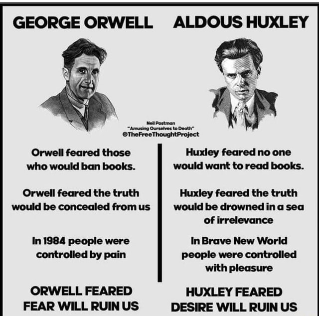 ORWELL ALDOUS HUXLEY ANS Noil Postman "Amusing Ourselves to