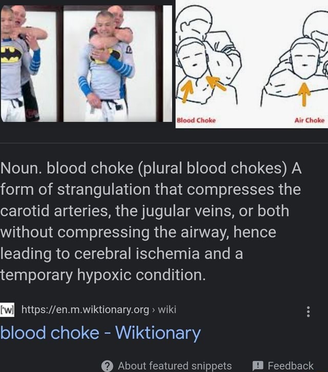 Blood Choke Noun. Blood Choke (plural Blood Chokes) A Form Of ...