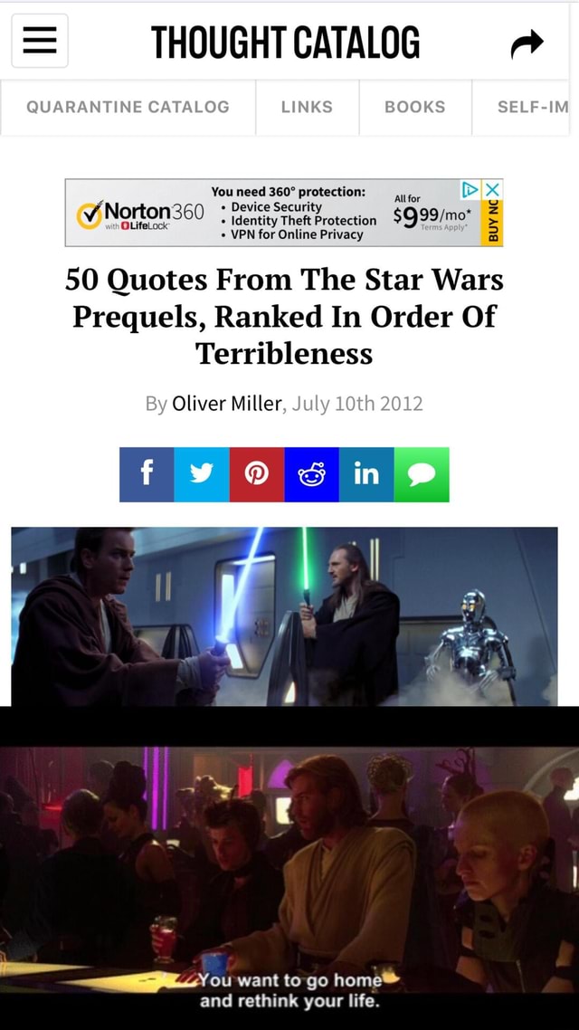 50 Quotes From The Star Wars Prequels, Ranked In Order Of Terribleness By Oliver Miller, July