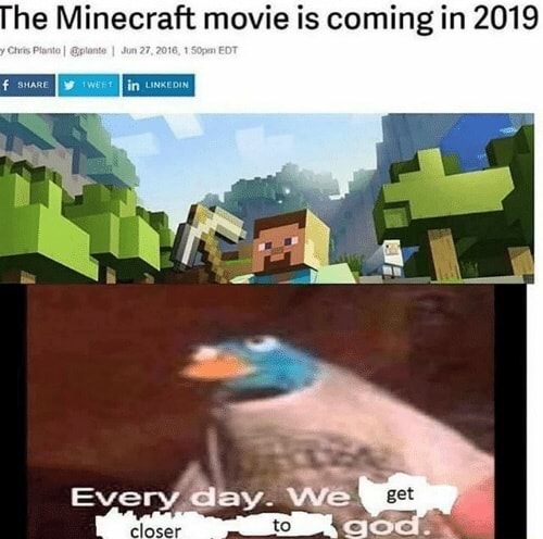 He Minecraft movie is coming in 2019 - iFunny