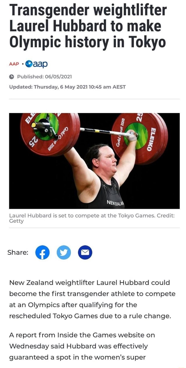 Transgender Weightlifter Laurel Hubbard To Make Olympic History In ...