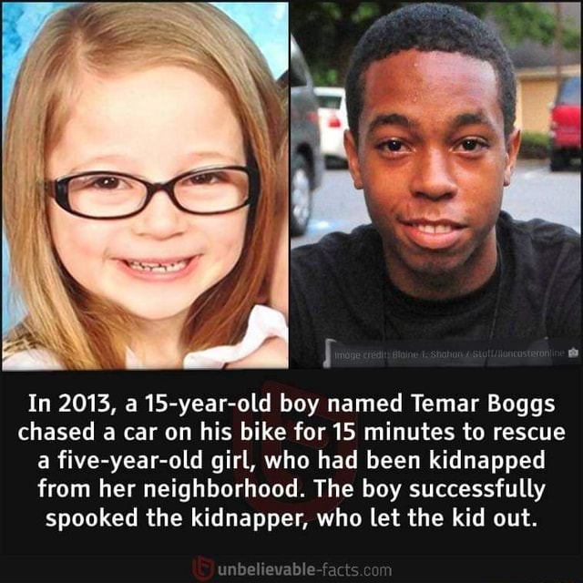In 2013, a 15yearold boy named Temar Boggs chased a car on his bike
