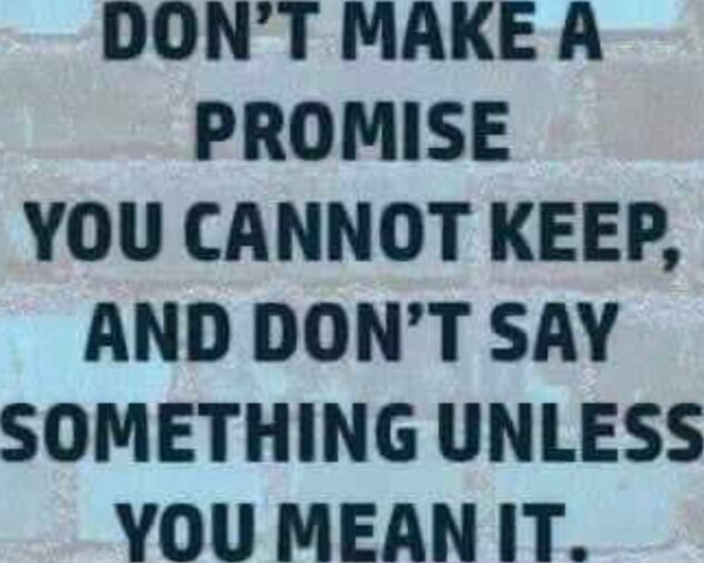 DON'T MAKE A PROMISE YOU CANNOT KEEP, AND DON'T SAY SOMETHING UNLESS ...