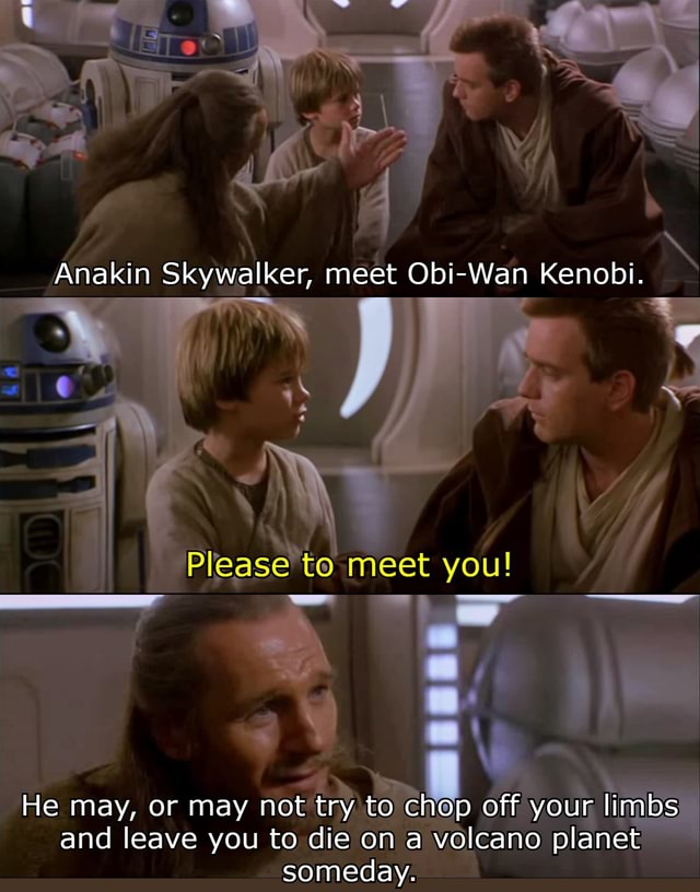 Anakin Skywalker, meet Obi-Wan Kenobi. meet you! He may, or may not try ...