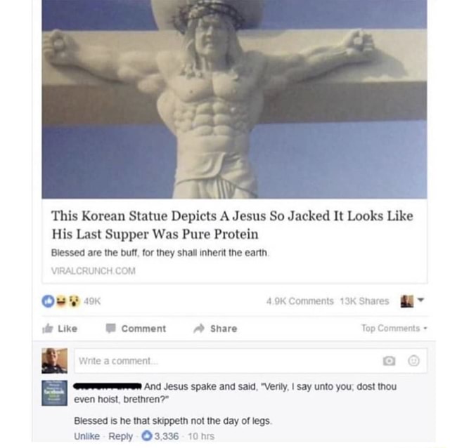 This Korean Statue Depicts A Jesus So Jacked It Looks Like His Last