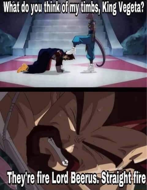 What do you think of timbs, King Vegeta? 'They're fire Lord Beerus ...