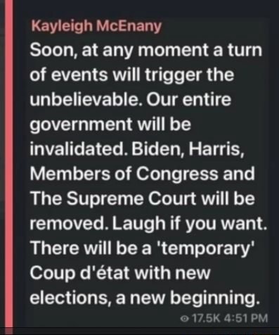 Kayleigh McEnany Soon, at any moment a turn of events will trigger the