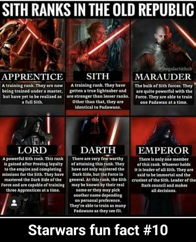 SITH RANKS IN THE OLD REPUBLIC @thegalactichut APPRENTICE SITH MARAUDER ...