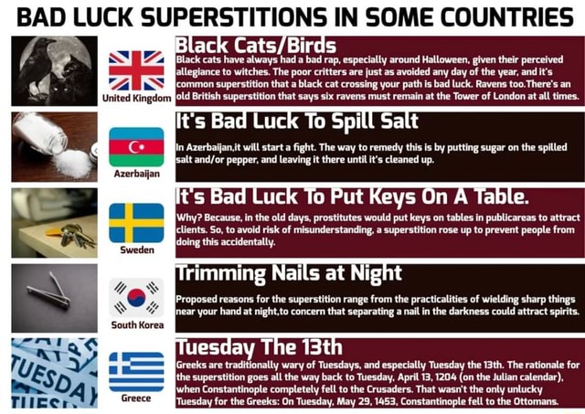 BAD LUCK SUPERSTITIONS IN SOME COUNTRIES alack United Kingdom its Bad ...