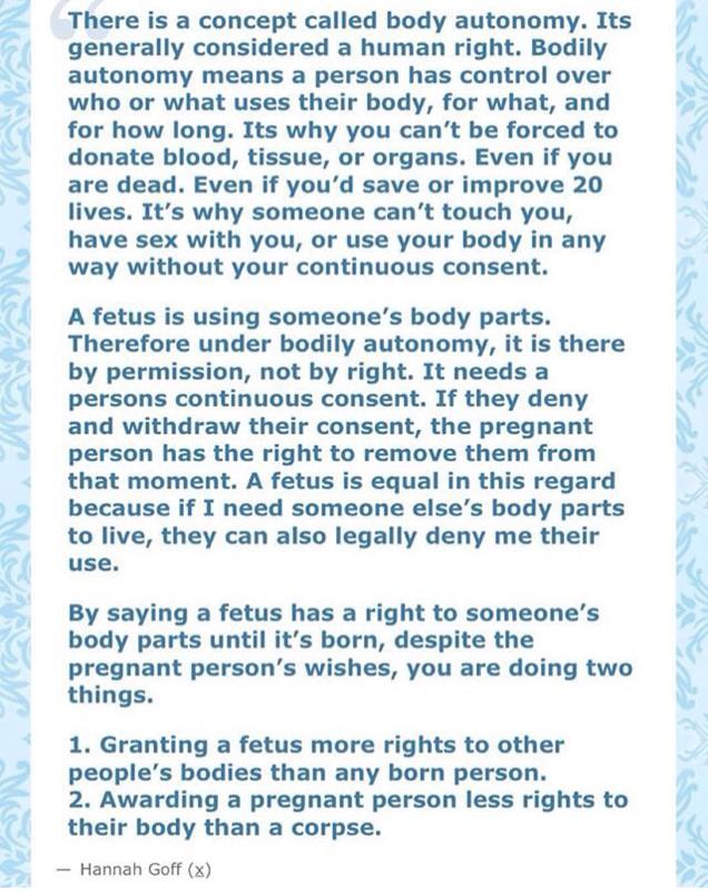 There is a concept called body autonomy. Its generally considered a