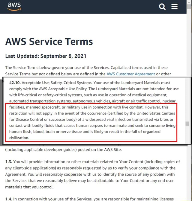 Aws aws service terms last updated september 8 2021 the service terms