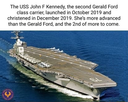 The USS John F Kennedy, the second Gerald Ford class carrier, launched ...