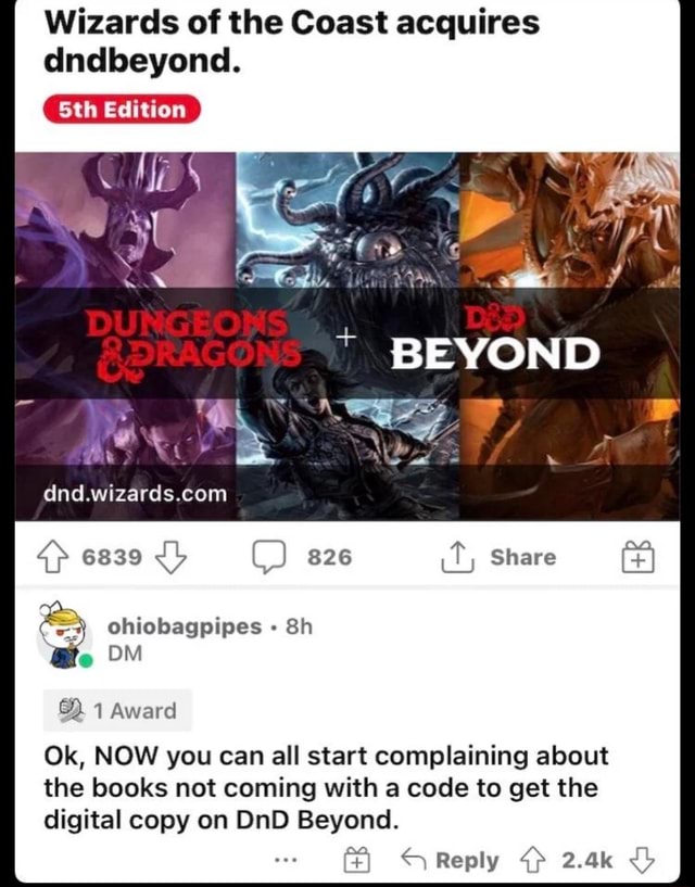 Wizards of the Coast acquires dndbeyond. Sth Edition * BEYOND DUNGEORS 6839